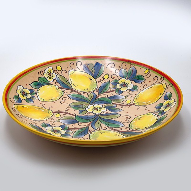 ESTHETI home Διακοσμητική Πιατέλα Κεραμική Μπεζ με Λεμό