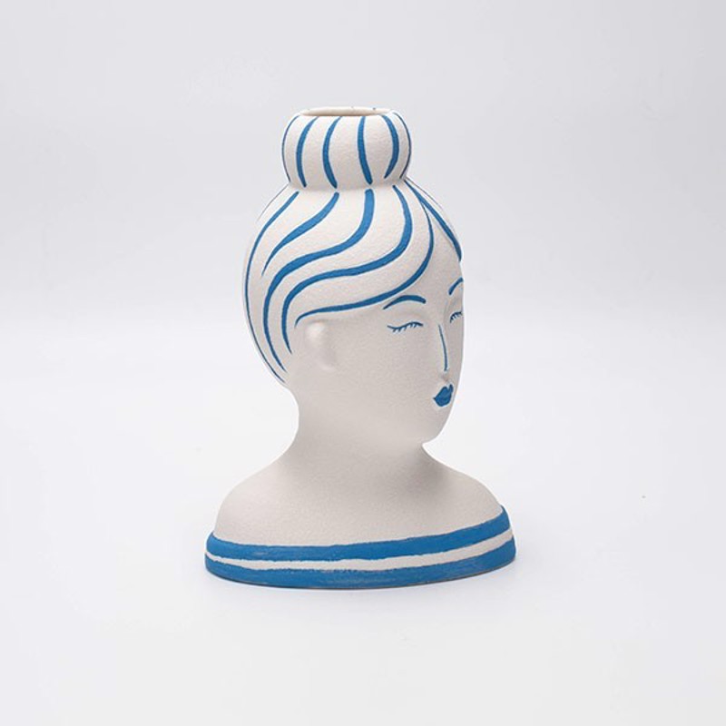 Διακοσμητικά Επιτραπέζια agiovlasitishome - ΣΗΜΑΝΤΙΚΟ: Σε περίπτωση διαφοράς τιμής από το κατάστημα ισχύει παντα και μόνο η τιμή του καταστήματος ESTHETI home Βάζο Πρόσωπο από Πορσελάνη Λευκό/Γαλάζιο 1