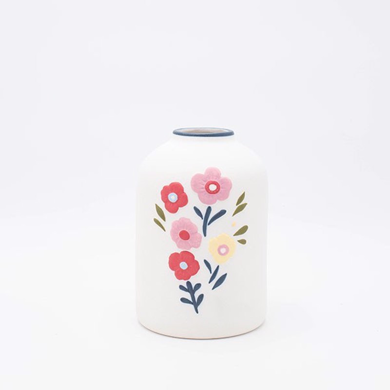 ESTHETI home - ΣΗΜΑΝΤΙΚΟ: Σε περίπτωση διαφοράς τιμής από το κατάστημα ισχύει παντα και μόνο η τιμή του καταστήματος ESTHETI home Βάζο Κεραμικό Λευκό με Λουλούδια 12.8x13.4