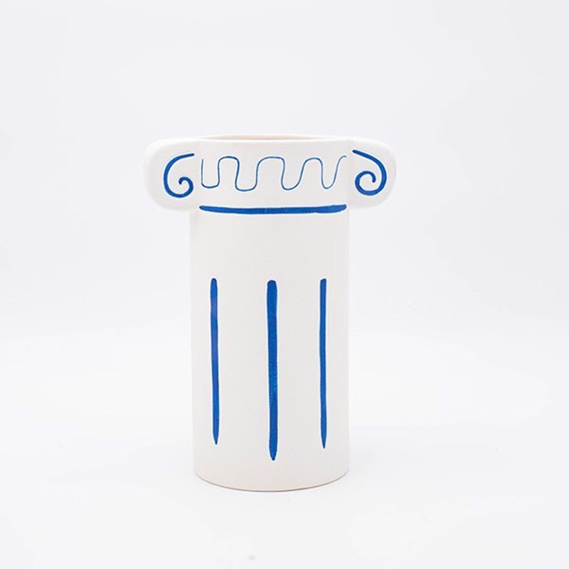 ESTHETI home - ΣΗΜΑΝΤΙΚΟ: Σε περίπτωση διαφοράς τιμής από το κατάστημα ισχύει παντα και μόνο η τιμή του καταστήματος ESTHETI home Βάζο Κίονας Πορσελάνης Μπλε/Λευκό 17.5x11.