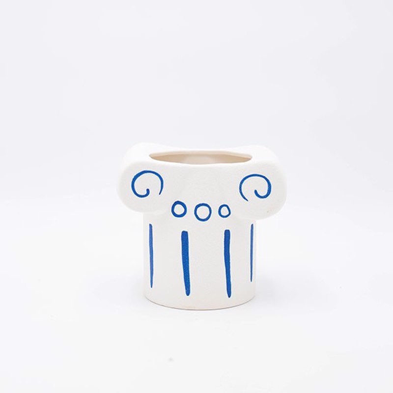 ESTHETI home Βάζο Κίονας Πορσελάνης Λευκό/Μπλε 17x11.6x