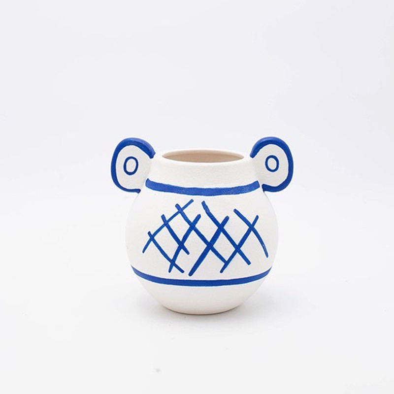 ESTHETI home Βάζο Πορσελάνης Λευκό/Μπλε 15.9x13.5x10cm 