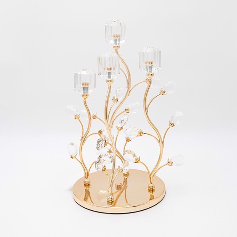 ESTHETI home Κηροπήγιο Ρεσώ 4 Θέσεων Μεταλλικό Χρυσό με Γυαλί Φ20x36εκ 819-00235