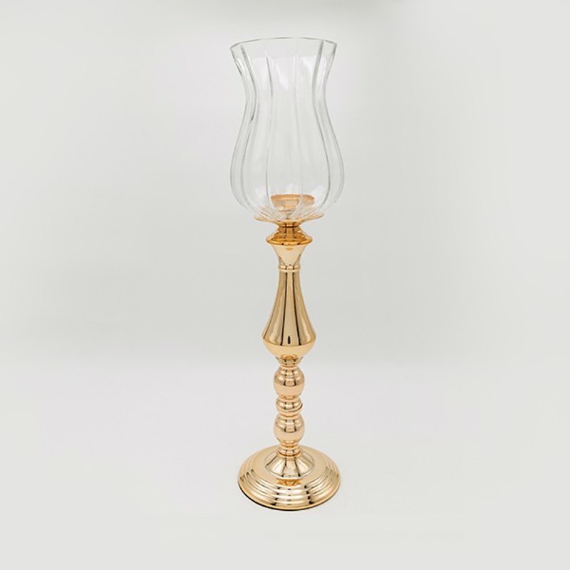 ESTHETI home Κηροπήγιο Μεταλλικό Χρυσό με Γυαλί Φ13x60ε