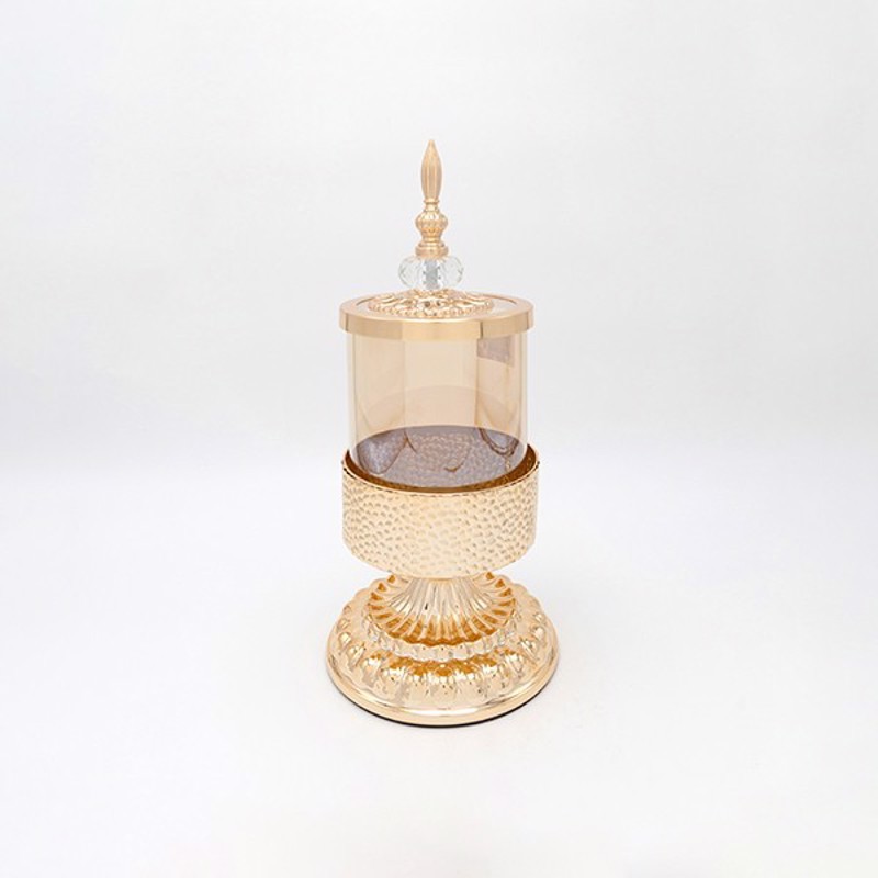 ESTHETI home - ΣΗΜΑΝΤΙΚΟ: Σε περίπτωση διαφοράς τιμής από το κατάστημα ισχύει παντα και μόνο η τιμή του καταστήματος ESTHETI home Δοχείο με Καπάκι Μεταλλικό/Γυάλινο Χρυσό Φ