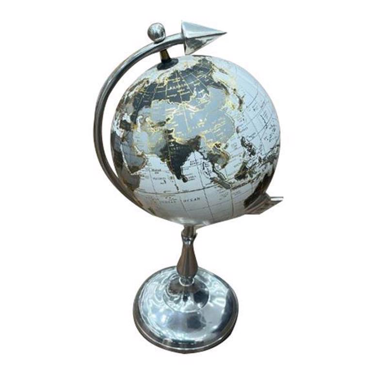 ESTHETI home Υδρόγειος Μεταλλική Γαλάζια/Ασημί Φ20.3x43