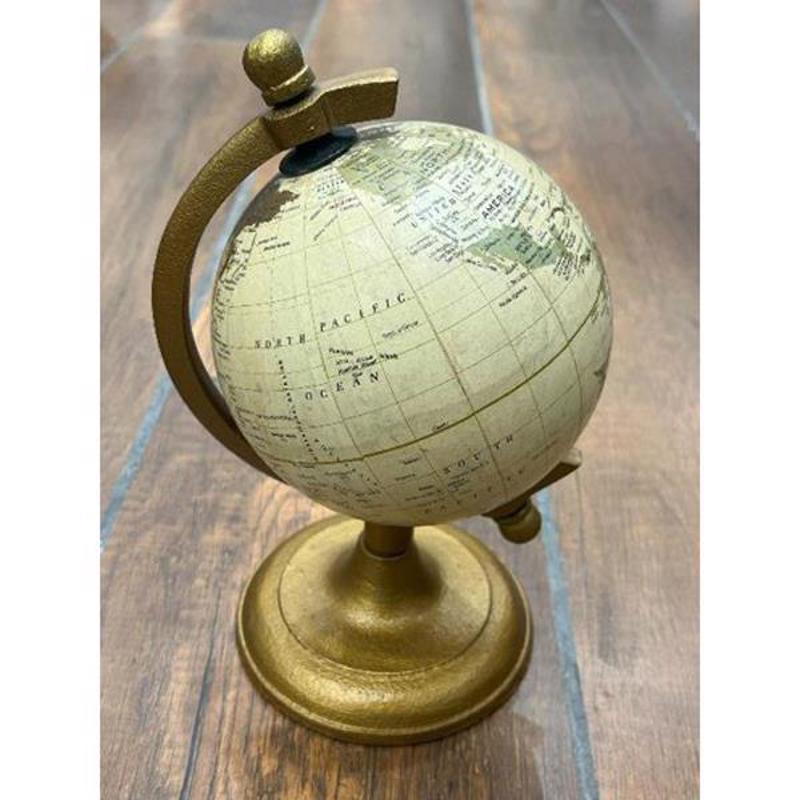 Διακοσμητικά Επιτραπέζια agiovlasitishome - ΣΗΜΑΝΤΙΚΟ: Σε περίπτωση διαφοράς τιμής από το κατάστημα ισχύει παντα και μόνο η τιμή του καταστήματος ESTHETI home Υδρόγειος Μεταλλική Χρυσή/Μπεζ Φ12.7x22.9c