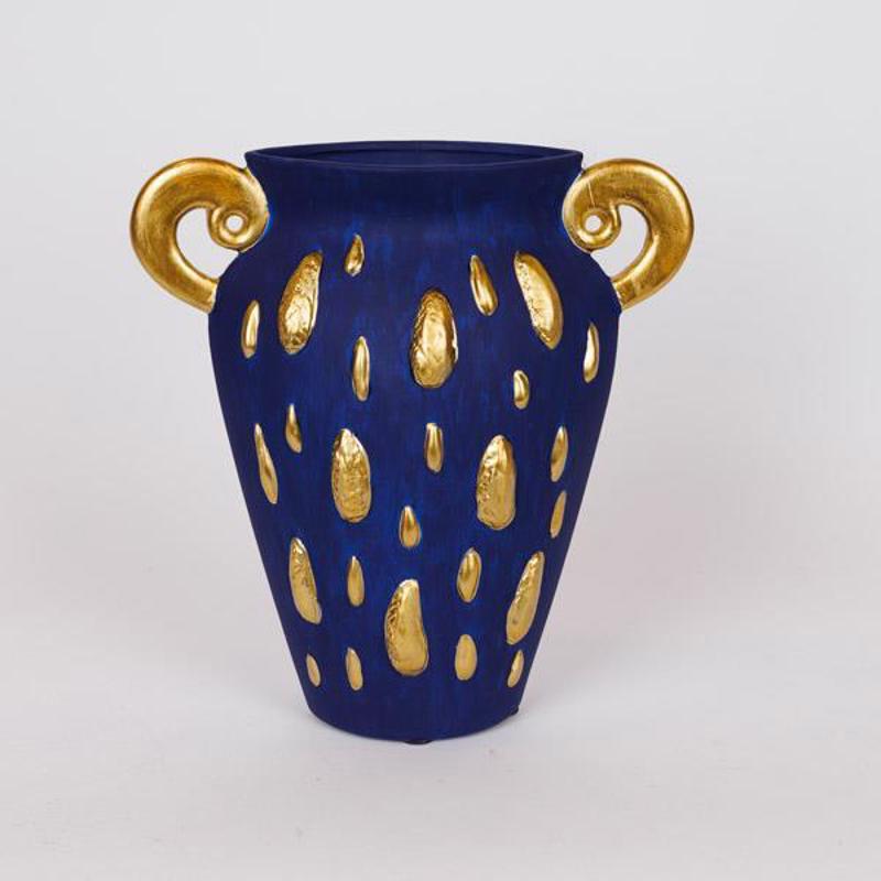 ESTHETI home Βάζο Κεραμικό Μπλε/Χρυσό 27.3x9.8x29cm 819