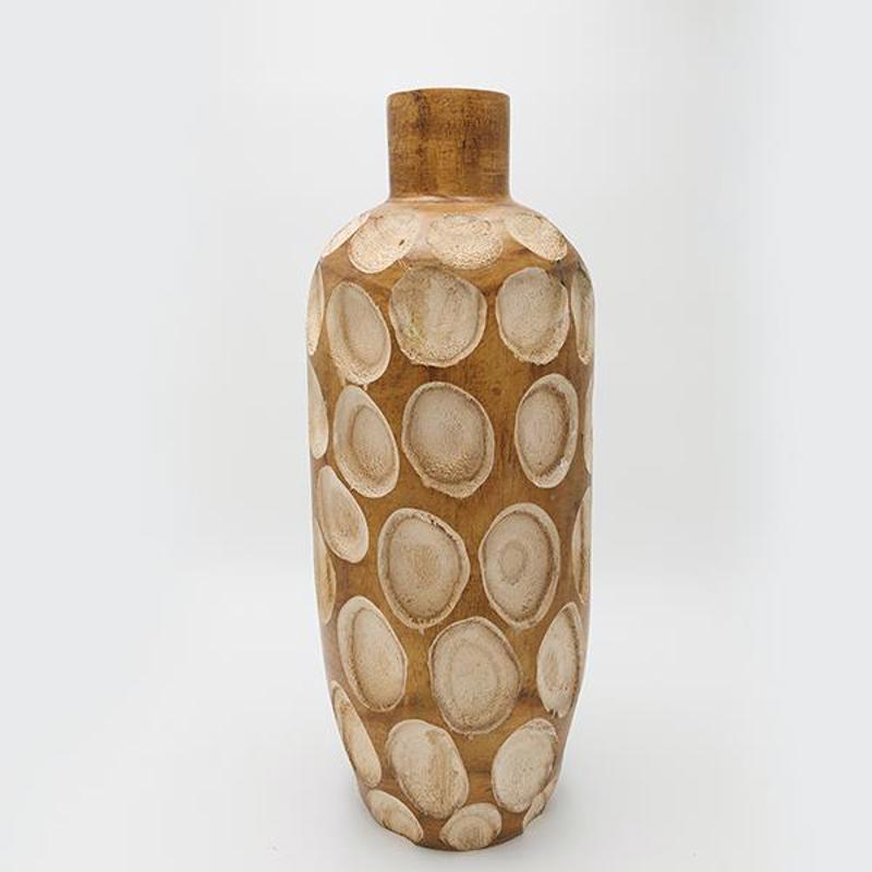 ESTHETI home Βάζο Ξύλινο Καφέ/Μπεζ Φ17x48cm 819-00409