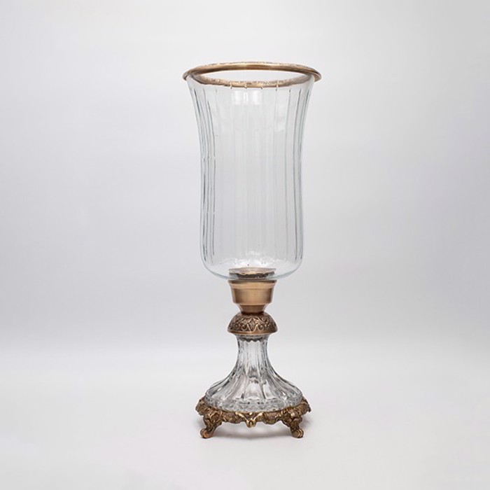 ESTHETI home Bazo Gyalino me Metallikes Leptomereies Antike Xruso/Diafano F17x38cm 819-00414