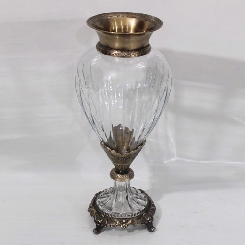 ESTHETI home Βάζο Γυάλινο με Μεταλλικές Λεπτομέρειες Αν