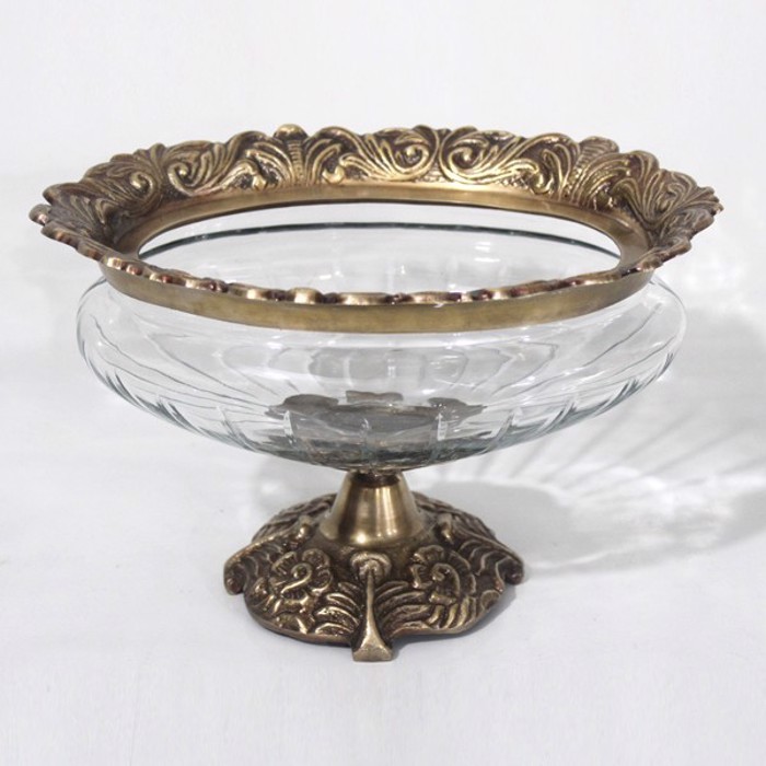 ESTHETI home Tourtiera Gyalini me Metallikes Leptomereies Antike Xrusi/Diafani 26x18x17cm 819-00418