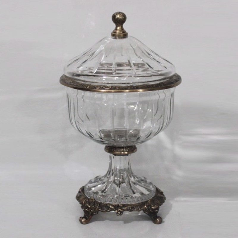 ESTHETI home Φοντανιέρα Γυάλινη με Μεταλλικές Λεπτομέρε