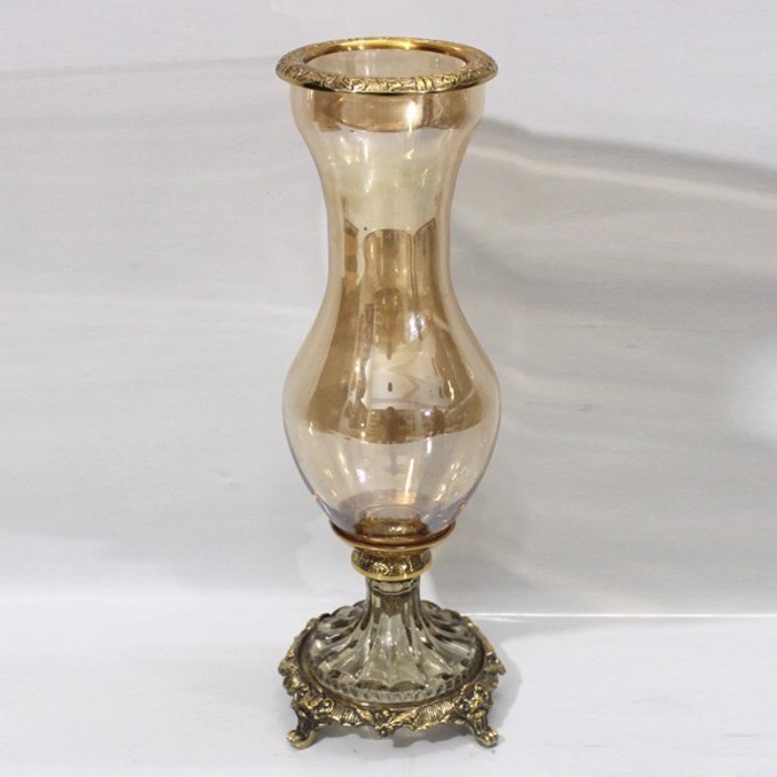 ESTHETI home Bazo Gyalino me Metallikes Leptomereies Antike Xruso/Meli F13x36cm 819-00427