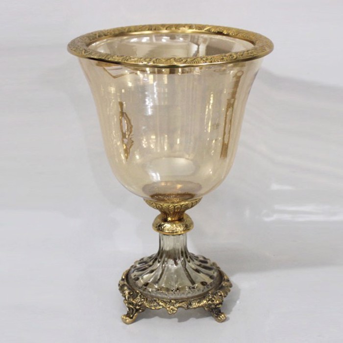 ESTHETI home Fontaniera Gyalini me Metallikes Leptomereies Antike Xrusi/Meli 19x19x27cm 819-00429