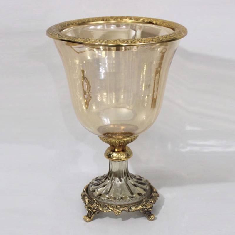 ESTHETI home Φοντανιέρα Γυάλινη με Μεταλλικές Λεπτομέρε