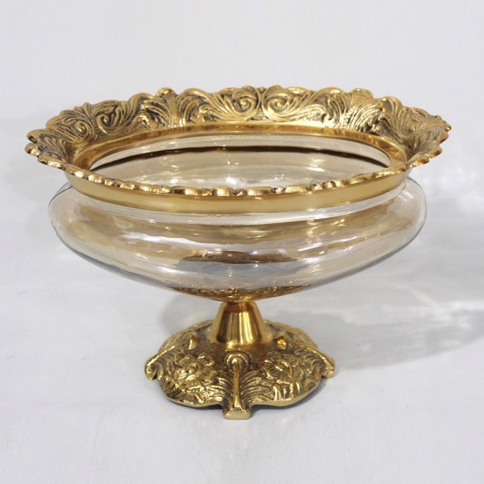 ESTHETI home Tourtiera Gyalini me Metallikes Leptomereies Antike Xrusi/Meli 26x18x17cm 819-00430
