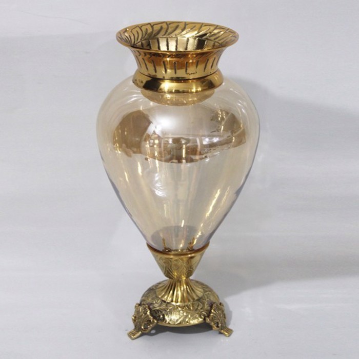 ESTHETI home Bazo Gyalino me Metallikes Leptomereies Antike Xruso/Meli F17x33cm 819-00433