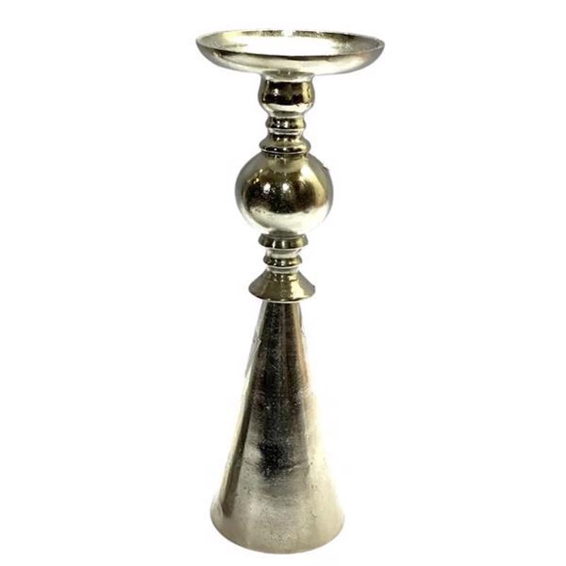 ESTHETI home Κηροπήγιο Μεταλλικό Ασημί Φ13x34cm 819-004