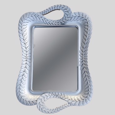 ESTHETI home Δίσκος με Καθρέπτη Πλαστικός Ασημί 36x25εκ 819-00463