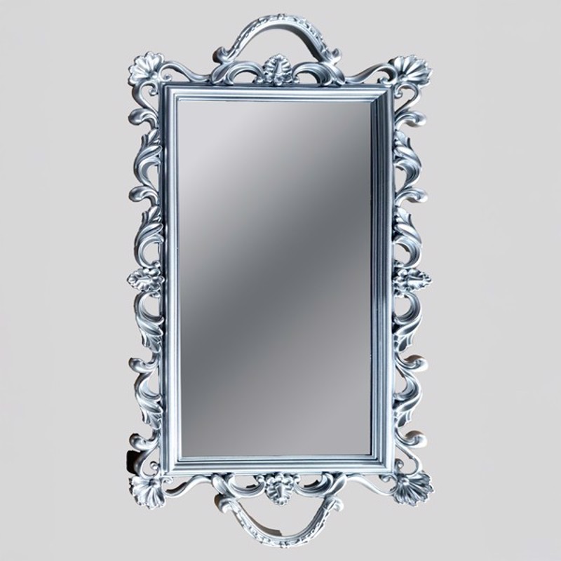 ESTHETI home Δίσκος με Καθρέπτη Πλαστικός Ασημί 48x23x2