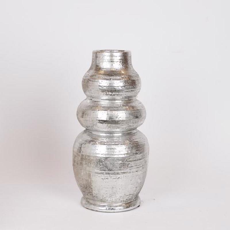 ESTHETI home Βάζο Πήλινο Ασημί 18x18x36εκ 819-00513
