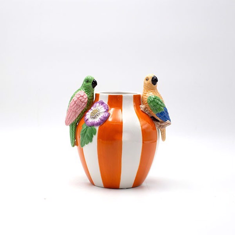 Διακοσμητικά Επιτραπέζια agiovlasitishome - ΣΗΜΑΝΤΙΚΟ: Σε περίπτωση διαφοράς τιμής από το κατάστημα ισχύει παντα και μόνο η τιμή του καταστήματος ESTHETI home Βάζο με Παπαγάλους Κεραμικό Πολύχρωμο 17x1
