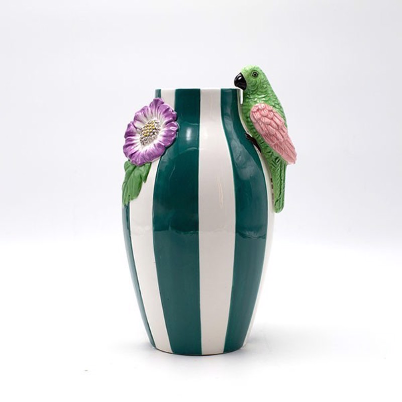 Διακοσμητικά Επιτραπέζια agiovlasitishome - ΣΗΜΑΝΤΙΚΟ: Σε περίπτωση διαφοράς τιμής από το κατάστημα ισχύει παντα και μόνο η τιμή του καταστήματος ESTHETI home Βάζο με Παπαγάλο Κεραμικό Πολύχρωμο 15x13.