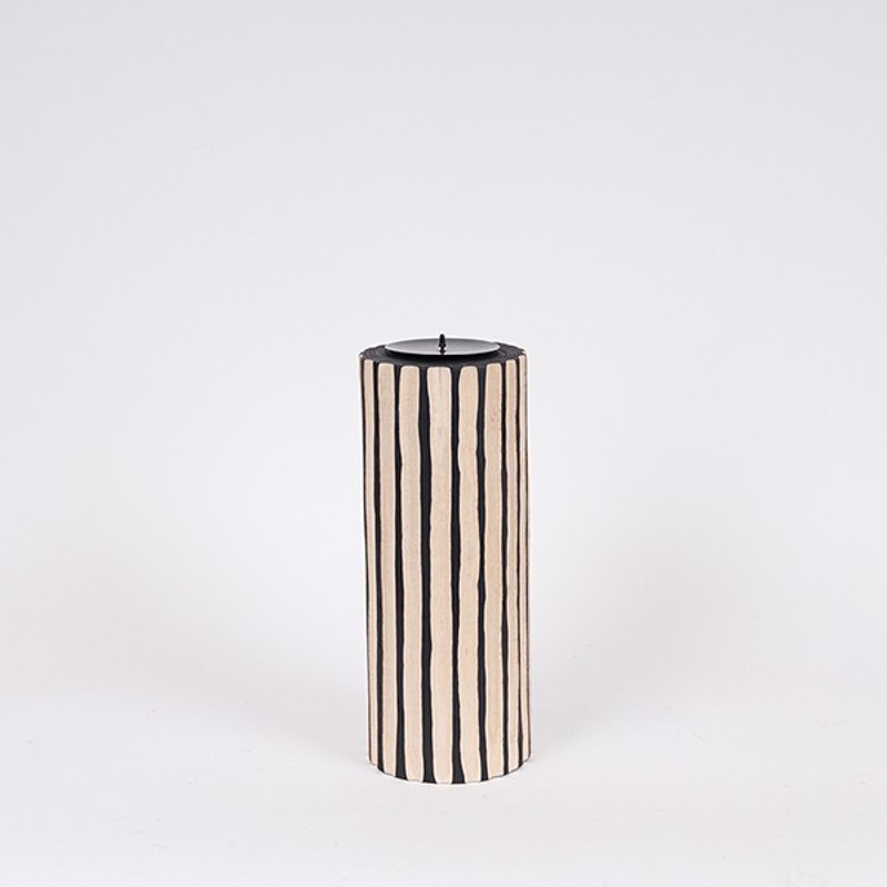 ESTHETI home Κηροπήγιο Ξύλινο Φυσικό/Μαύρο Φ12x34cm 819