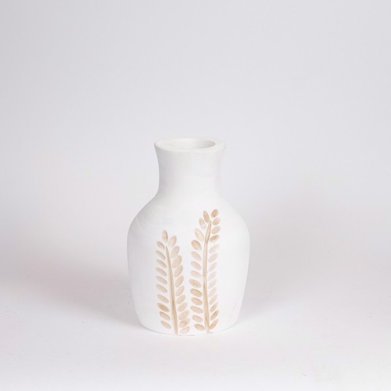 ESTHETI home Βάζο Ξύλινο Λευκό/Φυσικό Φ15x25cm 819-0068