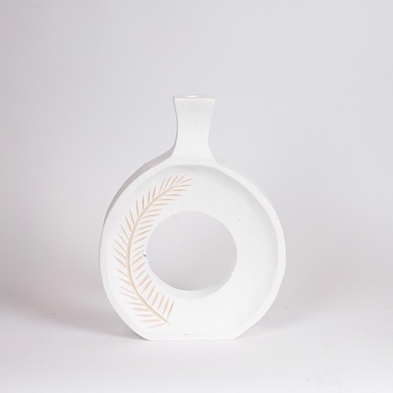 ESTHETI home Βάζο Ξύλινο Λευκό/Φυσικό 25x6x32cm 819-006