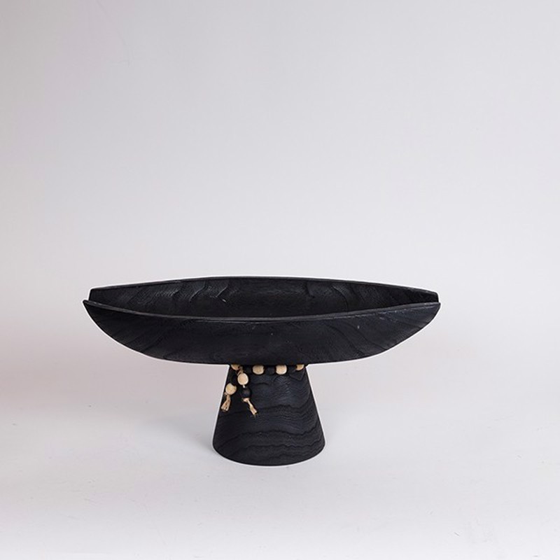 ESTHETI home Διακοσμητική Πιατέλα Ξύλινη Μαύρη 41x20x18