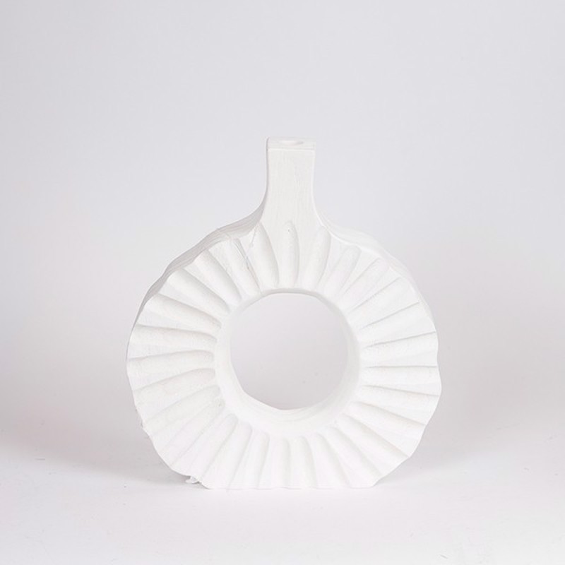 ESTHETI home Βάζο Ξύλινο Λευκό 27x6x30cm 819-00694