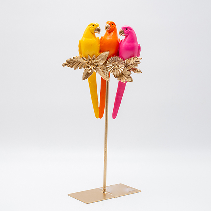 ESTHETI home Epitrapezio Diakosmitiko ''Tria Papaglakia'' Resin Poluxromo 16x7.5x36cm 819-00814