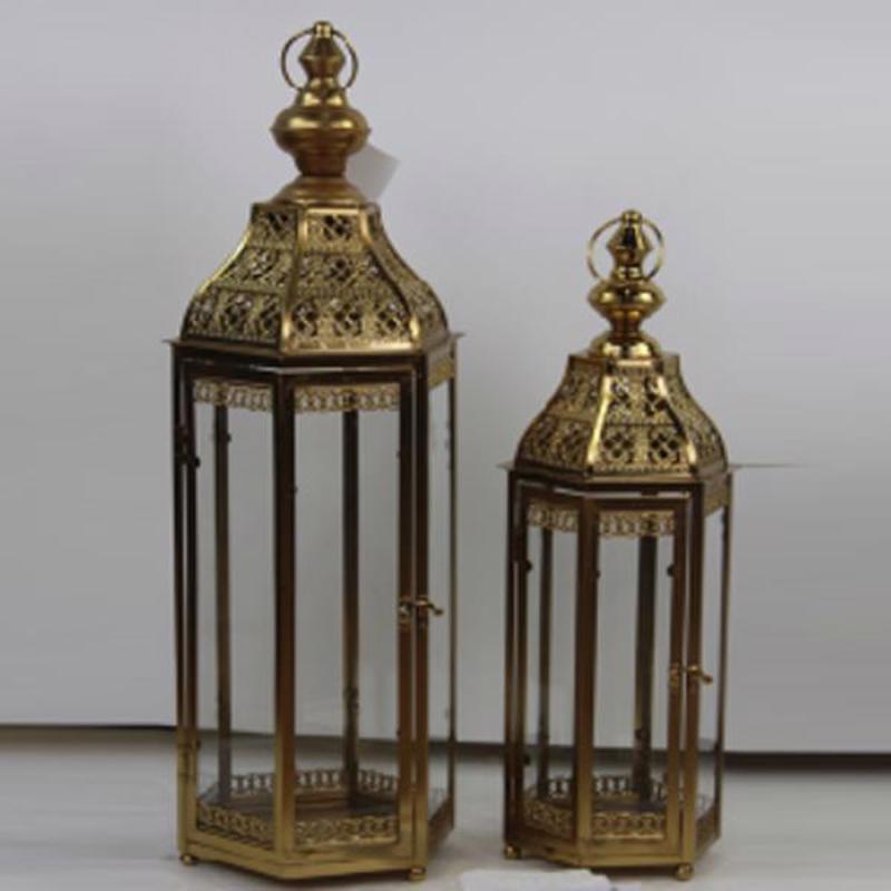 ESTHETI home Σετ των 2 Φανάρι Μεταλλικό Μπρονζέ 23x20x6