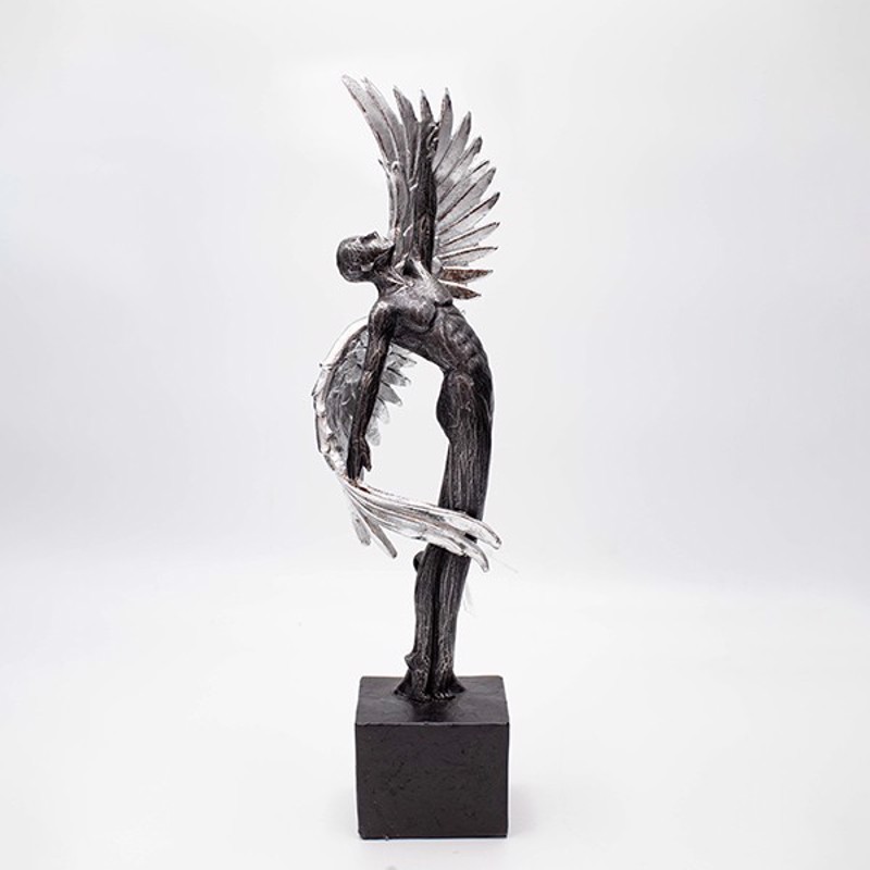 ESTHETI home Άντρας με Ασημί Φτερά Resin 9x6.5x39cm 819