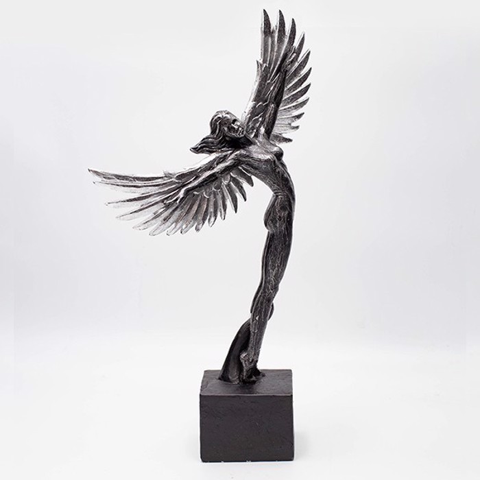 ESTHETI home Gynaika me Ftera Resin Asimi/Mavri 20x10x39.5cm 819-00907