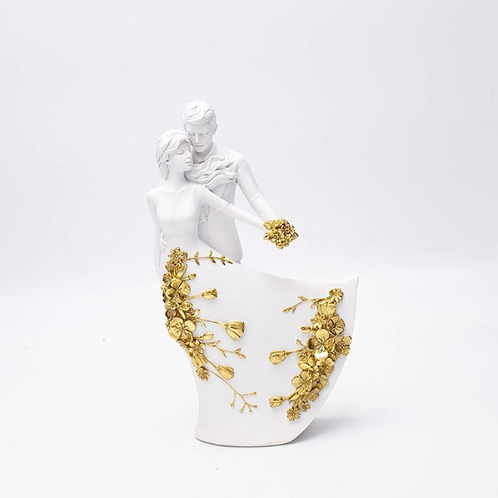 ESTHETI home Epitrapezio Diakosmitiko Zevgri Resin Lefko/Xruso 12x5.5x20.5cm 819-00909