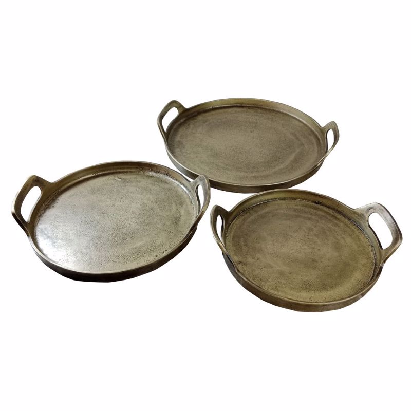 Διακοσμητικά Επιτραπέζια agiovlasitishome - ΣΗΜΑΝΤΙΚΟ: Σε περίπτωση διαφοράς τιμής από το κατάστημα ισχύει παντα και μόνο η τιμή του καταστήματος InTheBox - Maison BATU Σετ των 3 Δίσκος Αλουμινίου Χρυσ