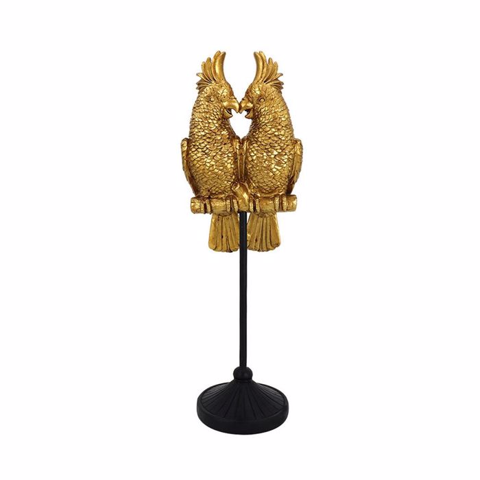 InTheBox - Maison SAMGAI DECO Papagloi Resin Xrusoi se Mavro Stand 9.5x8x29.5cm 022732