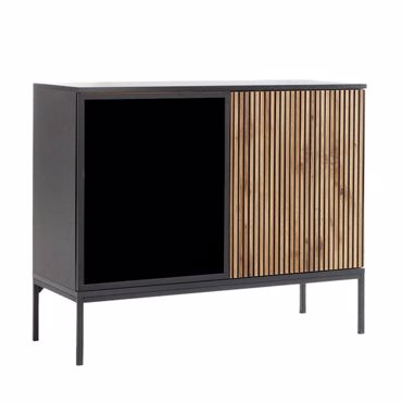 Liberta - Maison MYSTERY Κομότα Φυσικό Σκούρο/Μαύρο με 2 Πόρτες 104x39x83cm 09-2139