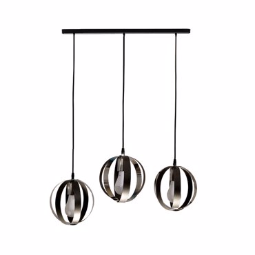 NG Santas Κρεμαστό 3φωτο Φωτιστικό Οροφής σε Ράγα Μεταλλικό Μαύρο Ανθρακί/Χρώμιο E27 235-R