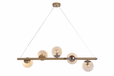 NG Santas 5φωτο Φωτιστικό Οροφής Ράγα Μεταλλικό Χρυσό Ματ/Μελί 90Χ25εκ G9 435-R-5