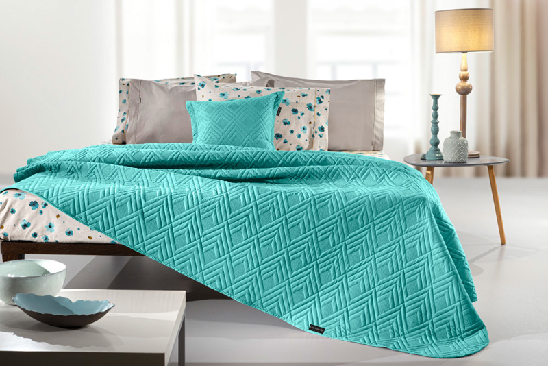 Guy Laroche Σετ Κoυβερλί CURVES Petrol 220X240 με μαξιλαράκι διακοσμητικό...