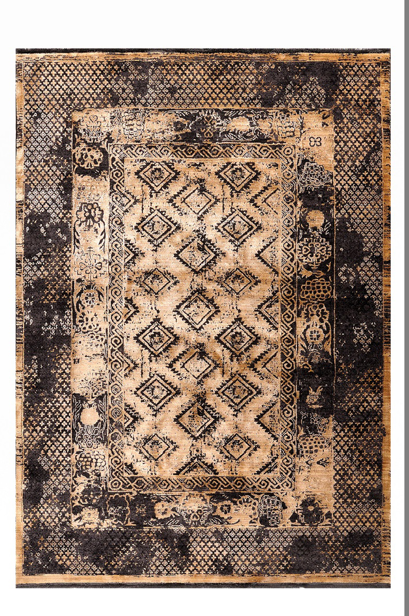 Tzikas Carpets Σετ Χαλιά KARMA Μπεζ/Καφέ/Γκρι/Χρυσό 70x