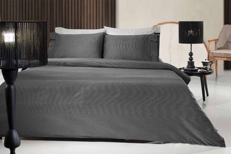 Guy Laroche Υπέρδιπλο Σεντόνι με Λάστιχο Minimal Black & White 180x200+35