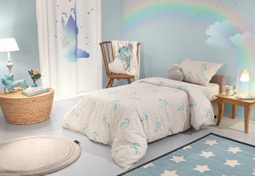 Saint Clair Σετ Παιδική Παπλωματοθήκη 160x220cm & Μαξιλαροθήκη 50x70cm Pinto Aqua