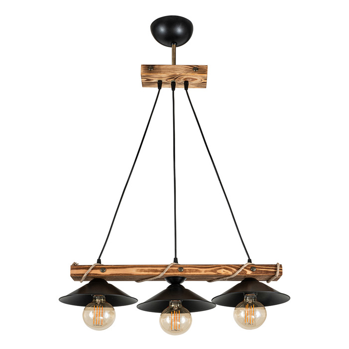 ArLight Kremasto Fotistiko Orofis PDT 2060-3 Trifoto Metalliko/Xulino Mavro 68x23x97cm E27 0103455