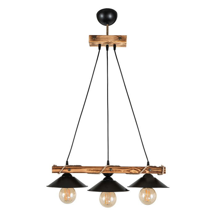 ArLight Kremasto Fotistiko Orofis PDT 2060-3 Trifoto Metalliko/Xulino Mavro 68x23x97cm E27 0103455