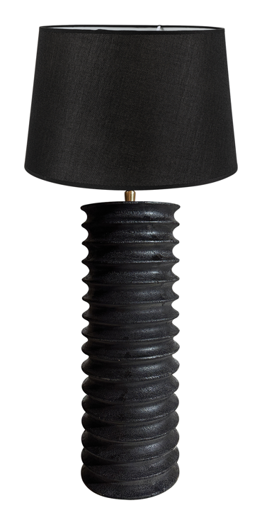 ArLight TLI 6332 40BK Επιτραπέζια Λάμπα Μαύρη Ξύλινη με Ραβδώσεις και Αμπαζούρ Μαύρο 1xE27 Φ40x71.5cm 02010038